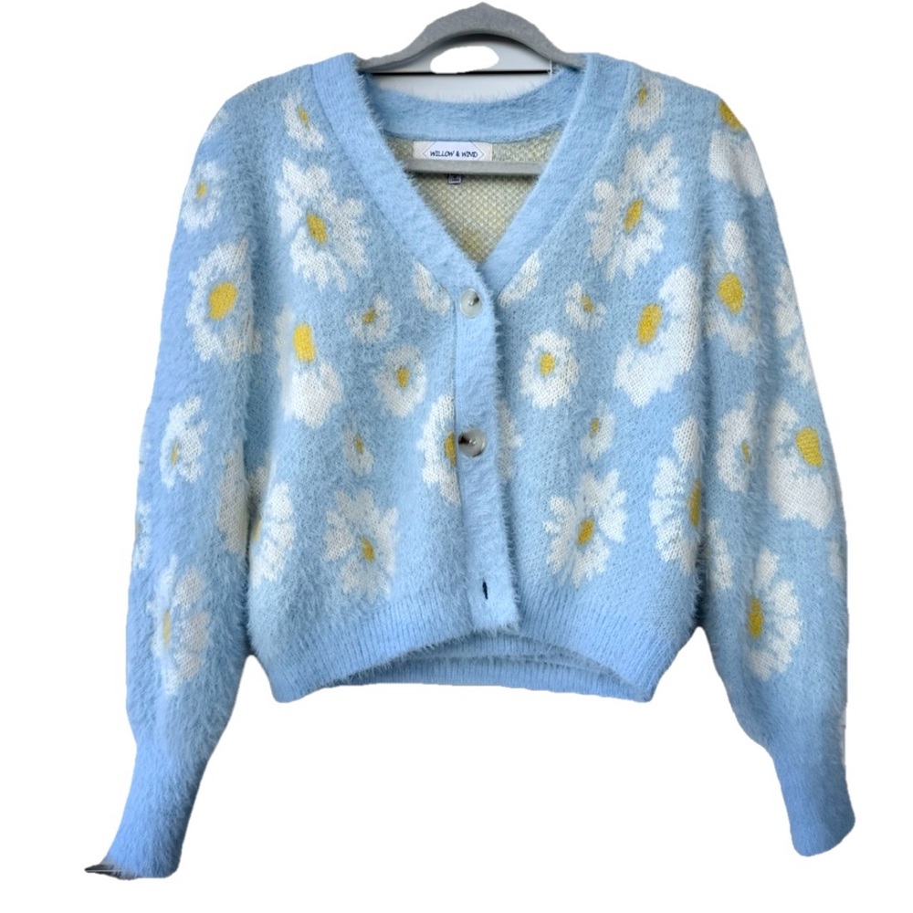 Willow&Wind Cardigan Tank Top Puff Matching Set S Daisy Floral 2 piece #3